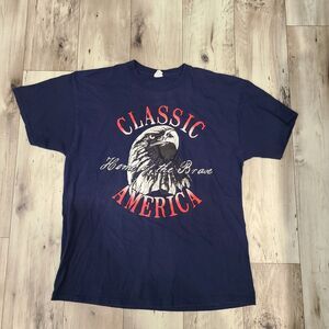 Jerzees Classic America Home of the Brave Mens Tee Size XL Dark Blue 100% Cotton